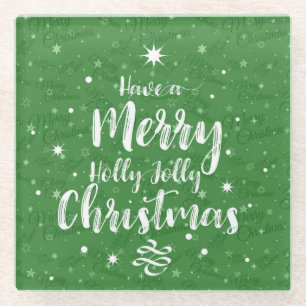 POSAVASOS DE VIDRIO LOS VERDES Y BLANCOS TIENEN UNA FELIZ NAVIDAD DICI