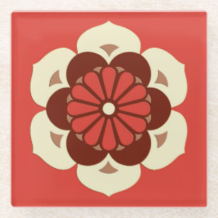 Posavasos De Vidrio Lotus Flower Mandala, Naranja mandarín