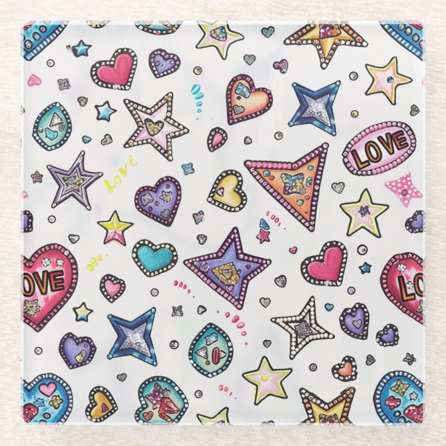 Posavasos De Vidrio Love & Crystals | Photo  Coaster (Anverso)