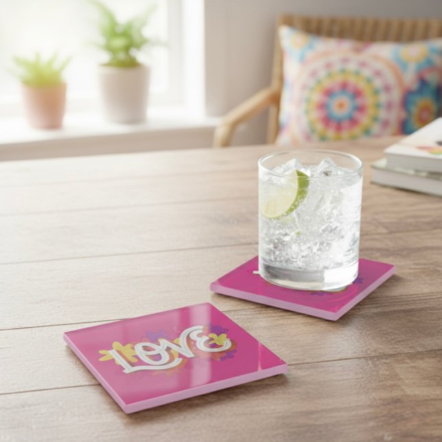 Posavasos De Vidrio LOVE Glass Coaster (Subido por el creador)