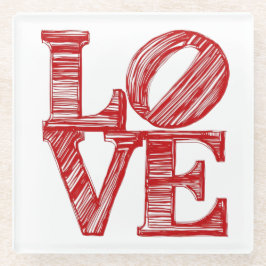 Posavasos De Vidrio LOVE Glass Coaster , Valentine gift Glass Coasters