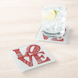 Posavasos de vidrio LOVE, regalo de San Valentín P