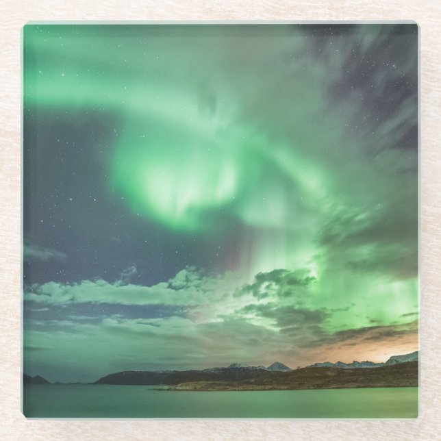 Posavasos De Vidrio Luces boreales (Anverso)