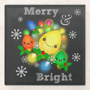 Posavasos De Vidrio Luces de los Navidades retro kawaii
