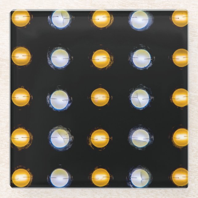 Posavasos De Vidrio Luces LED, cerrar fondo abstracto. (Anverso)