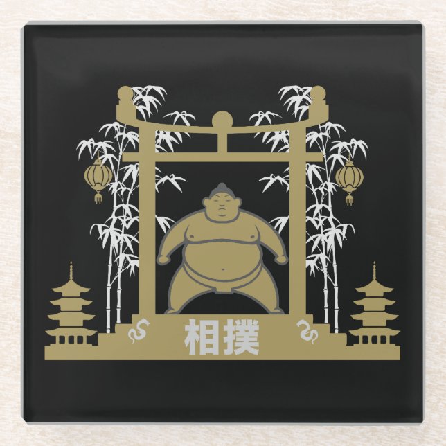 Posavasos De Vidrio Luchador de Sumo (Anverso)