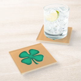 Posavasos De Vidrio Lucky 4 Leaf Irish Clover tan la escayola de vidri