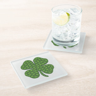 Posavasos De Vidrio Lucky Irish Clover