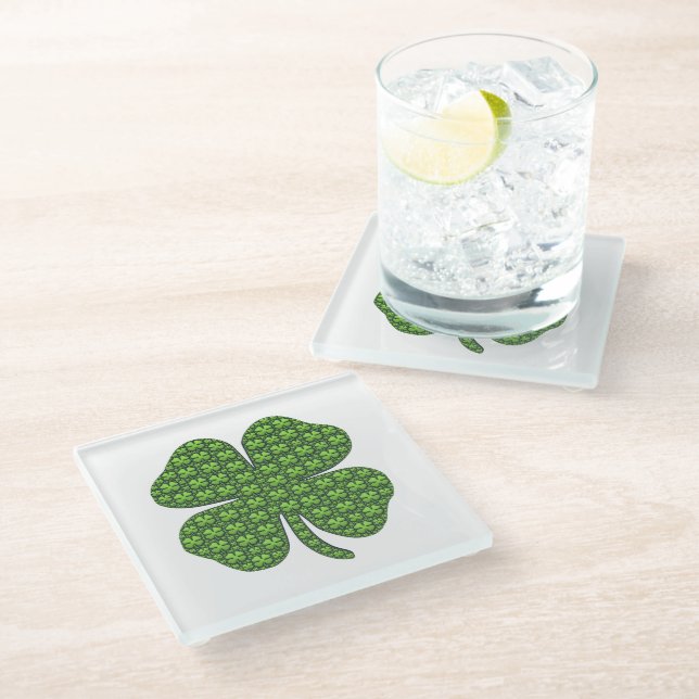 Posavasos De Vidrio Lucky Irish Clover (Angular)