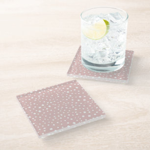 Posavasos De Vidrio Lugares dálmatas rosados, puntos dálmatas, impresi