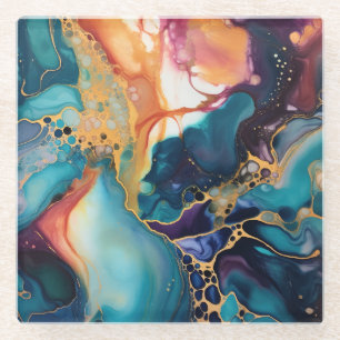 Posavasos De Vidrio Lujo Elegante Mármol Abstracto Hermoso