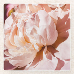 Posavasos De Vidrio Lujo Peony Flowers Fondo Floral