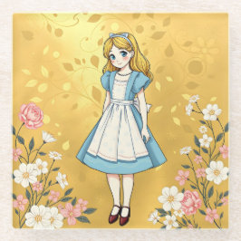 Posavasos De Vidrio Lujoso Alicia De Oro En La Montaña De Vidrio De Ma