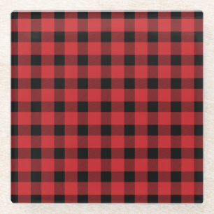 Posavasos De Vidrio Lumberjack Red Buffalo Country Plaid
