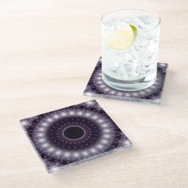 Posavasos De Vidrio Luminosa encaje redondo negro y blanco