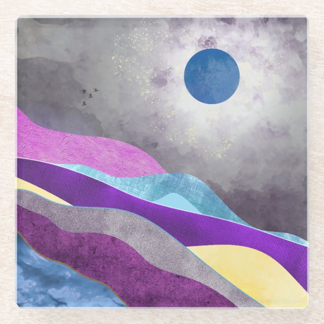 Posavasos De Vidrio Luna Azul (Anverso)