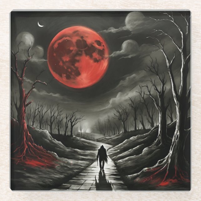 Posavasos De Vidrio Luna de sangre (Anverso)