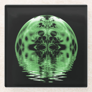 Posavasos De Vidrio Luna flotante verde y negro