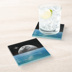 Posavasos De Vidrio Luna sobre el océano