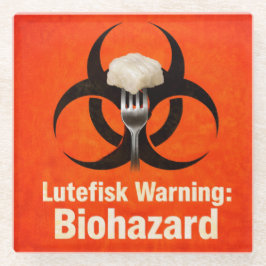 Posavasos De Vidrio Lutefisk Advertencia: Peligro Biológico – Divertid