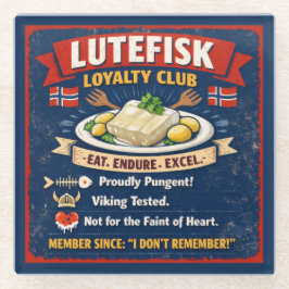 Posavasos De Vidrio Lutefisk Loyalty Club Norwegian Glass Coaster