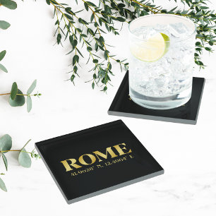 Posavasos De Vidrio Lux Gold Roma Latitud y longitud