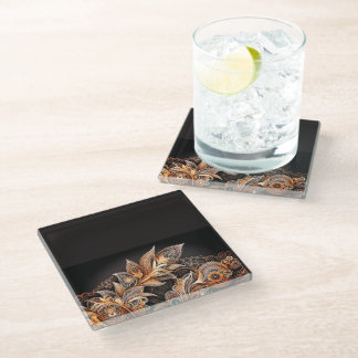 Posavasos De Vidrio Luxury White & Gold Marble Coaster – Elegant Aesth