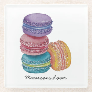 Posavasos De Vidrio Macarones De Arcoiris Cuidados En Acuarela