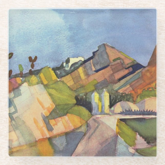 Posavasos De Vidrio Macke - Paisaje Rocoso, (Anverso)