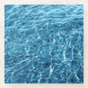 Posavasos De Vidrio Macro burbujeante foto del Mar Azul