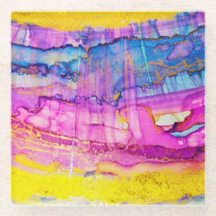 Posavasos De Vidrio macro de nubes coloridas, bandeja de tinta.