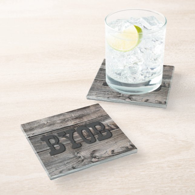 Posavasos De Vidrio madera de pino rústico BYOB | (Angular)