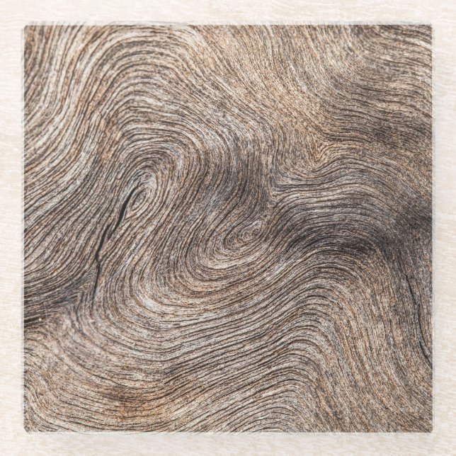 Posavasos De Vidrio Madera rústica antigua, fondo texturado (Anverso)