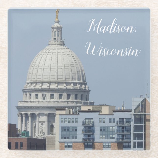Posavasos De Vidrio Madison, Capitolio Estatal de Wisconsin (Anverso)