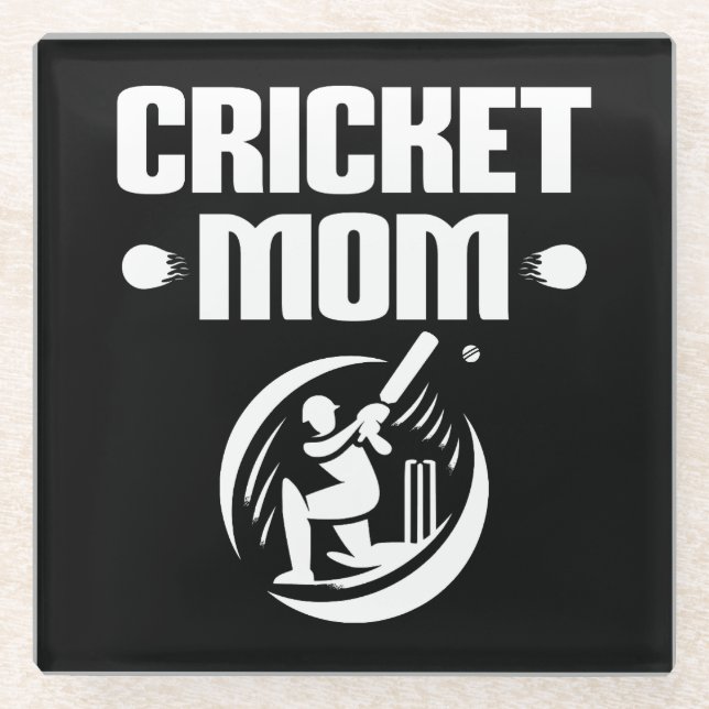 Posavasos De Vidrio Madre del cricket, hijo de cricket, amante de la m (Anverso)
