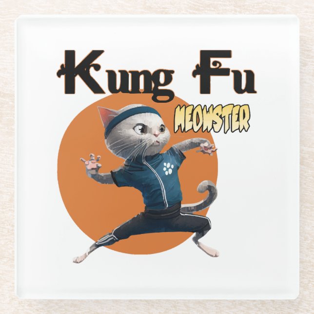 Posavasos De Vidrio Maestro de Kung Fu (Anverso)