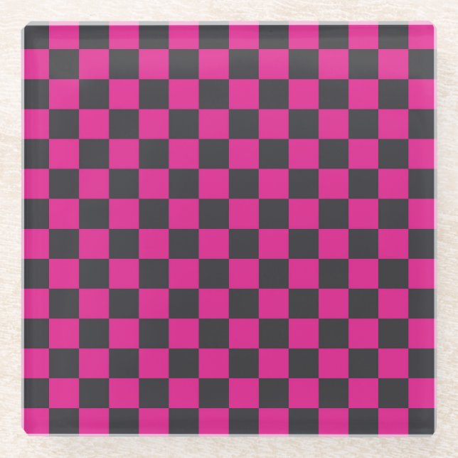 Posavasos De Vidrio Magenta and smoke checkerboard pattern (Anverso)