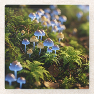 Posavasos De Vidrio Magical Bioluminescent Fungi - Deep Forest