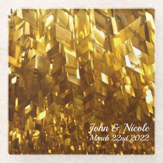 Posavasos De Vidrio Magnífica Montaña Dorada de Cristal (Anverso)