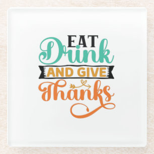 Posavasos De Vidrio Magnífica tipografía otoñal - Comer, beber y dar g