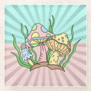 Posavasos De Vidrio Magnífico champiñón Cute Pastel