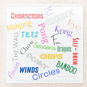 Posavasos De Vidrio Mahjong Words Coaster