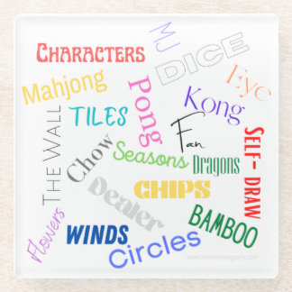 Posavasos De Vidrio Mahjong Words Coaster