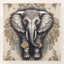 Posavasos De Vidrio Majestic Elephant Mandala