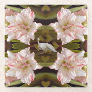 Posavasos De Vidrio Majestic Peacock y Amaryllis Candy Cane