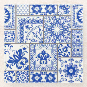 Posavasos De Vidrio Majólica victoriana: Patrón de mosaico de mosaico 