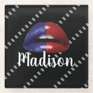 Posavasos De Vidrio Mal Chica maquillaje pintalabios Personalizado de 