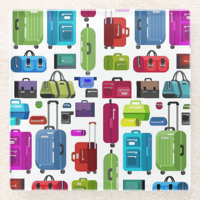 Posavasos De Vidrio Maletas de neón (Anverso)