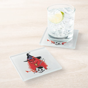 Posavasos De Vidrio Malvado gato o truco malvado