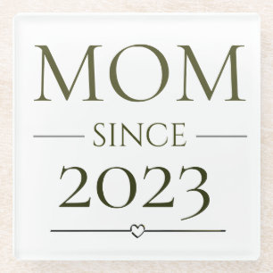 Posavasos De Vidrio Mamá Desde Año Personalizado Maternidad Mínima
